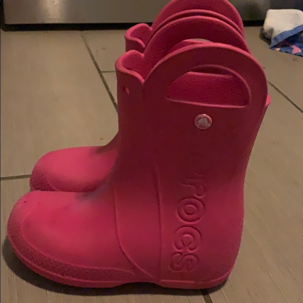 Crocs kids size 1 “Just handle it” rain boots
